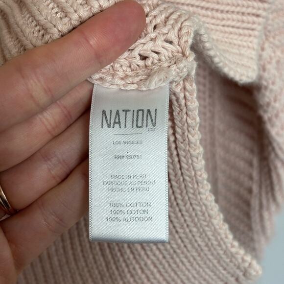 Nation LTD 100% Cotton Cropped V Neck Sweater in Light Pink - Size XS - Picture 4 of 6